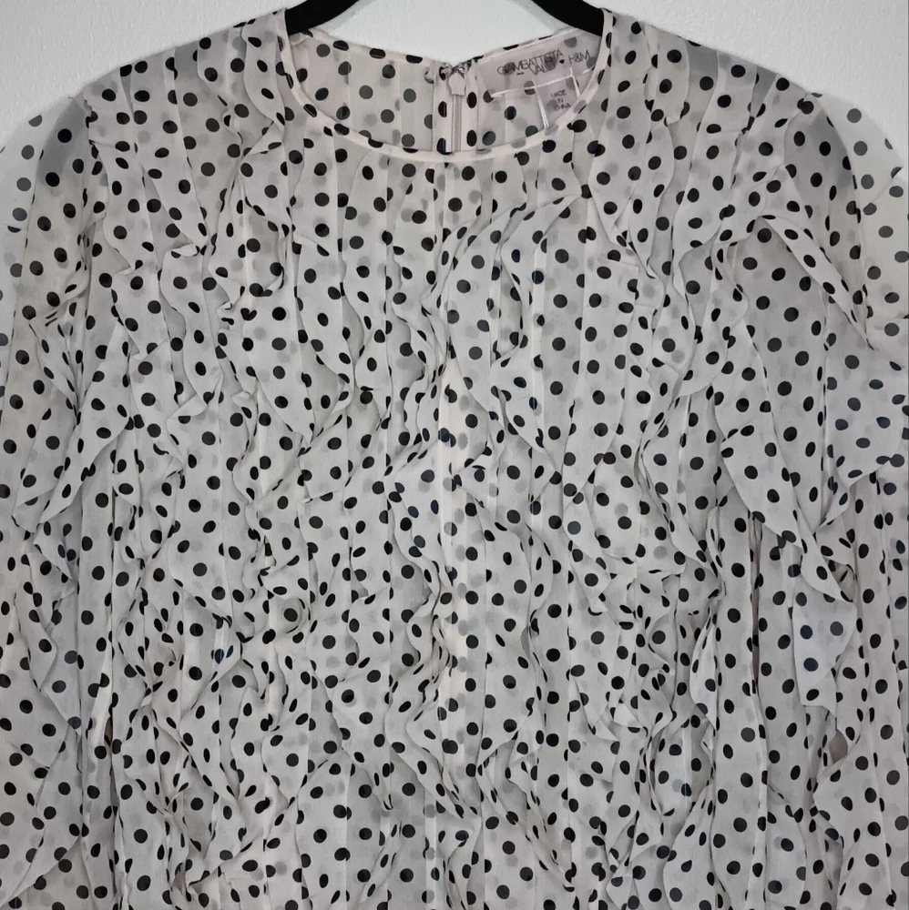 GIAMBATTISTA VALLI x H&M ruffled pink with black dots top size 2